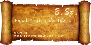 Bogdányi Szólát névjegykártya